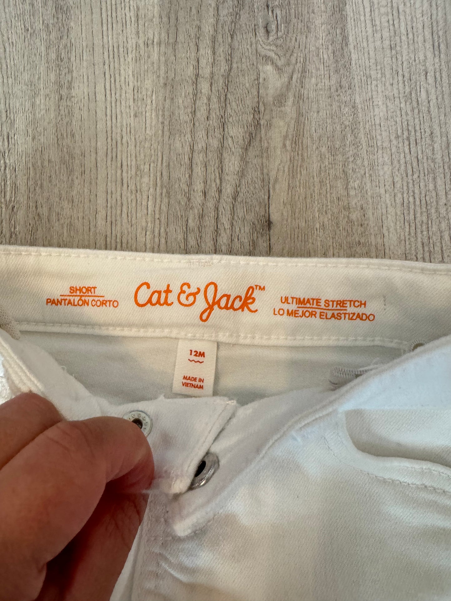 Cat & Jack Ultimate Stretch Jean Shorts Baby Girl Size 12M White