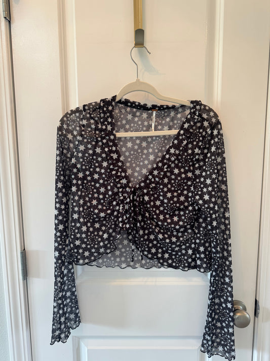 Free People Star Print Top Women’s Medium Black