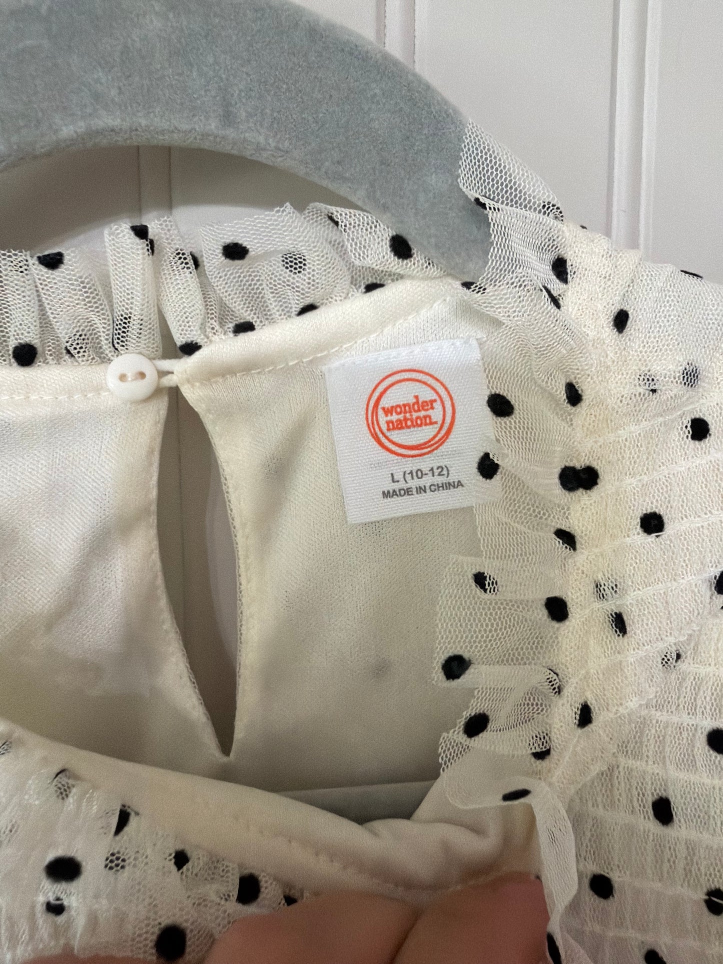 Polka Dot Top Girl’s Size Large (10/12) White