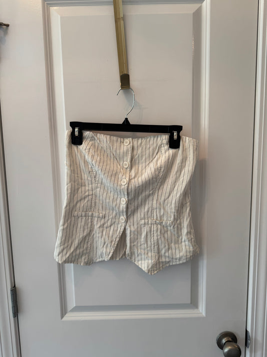 Wild Fable Pinstripe Button Front Tube Top Women’s Small White