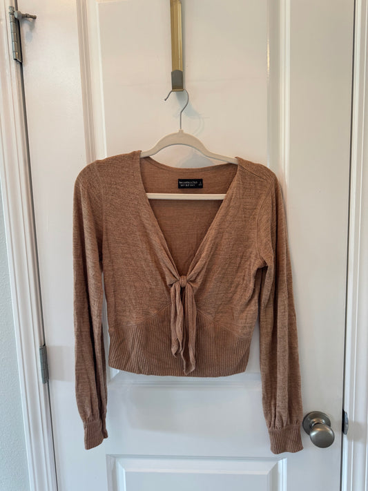 Abercrombie & Fitch Tie Front Knit Top Women’s Small Tan