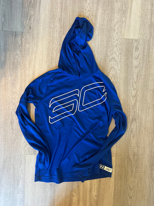 Under Armour Long Sleeve Hooded Shirt Youth Boy’s Size Large Royal Blue