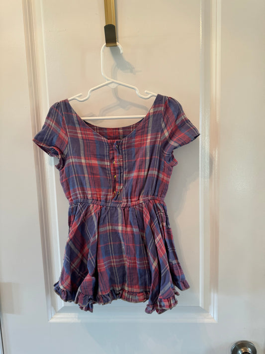 Little Minis Plaid Button Front Dress Toddler Girl Size 4T Purple