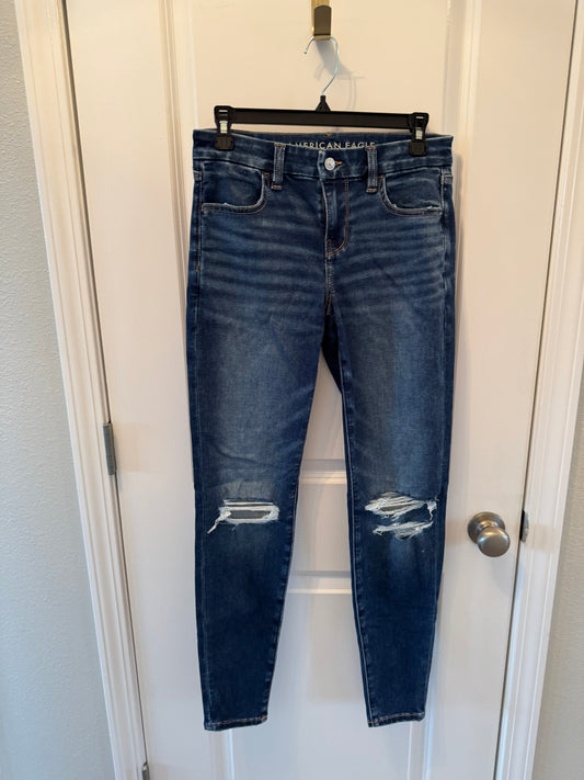 American Eagle Distressed Skinny Jeans Women’s 4 Long Dark Wash NWT