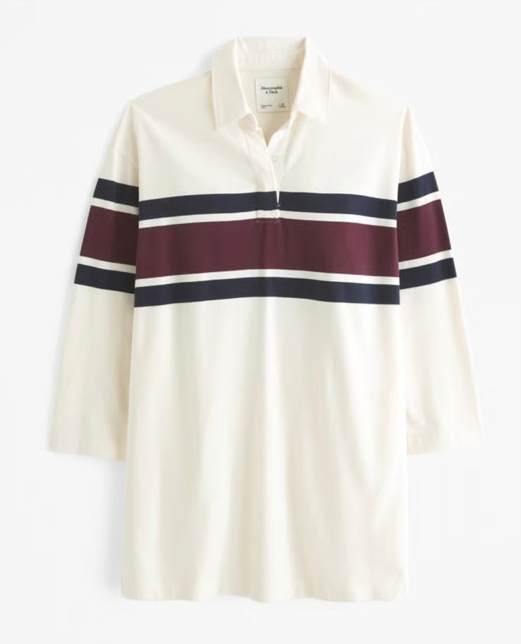 Abercrombie & Fitch Stripe Polo Dress Size XXSP White