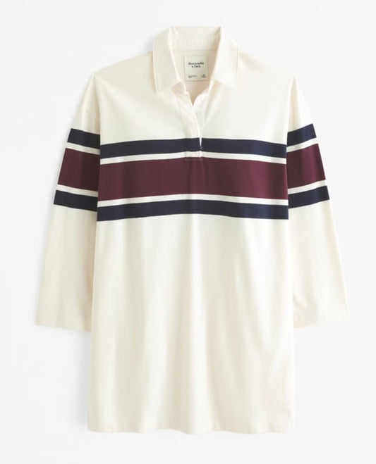 Abercrombie & Fitch Stripe Polo Dress Size XXSP White