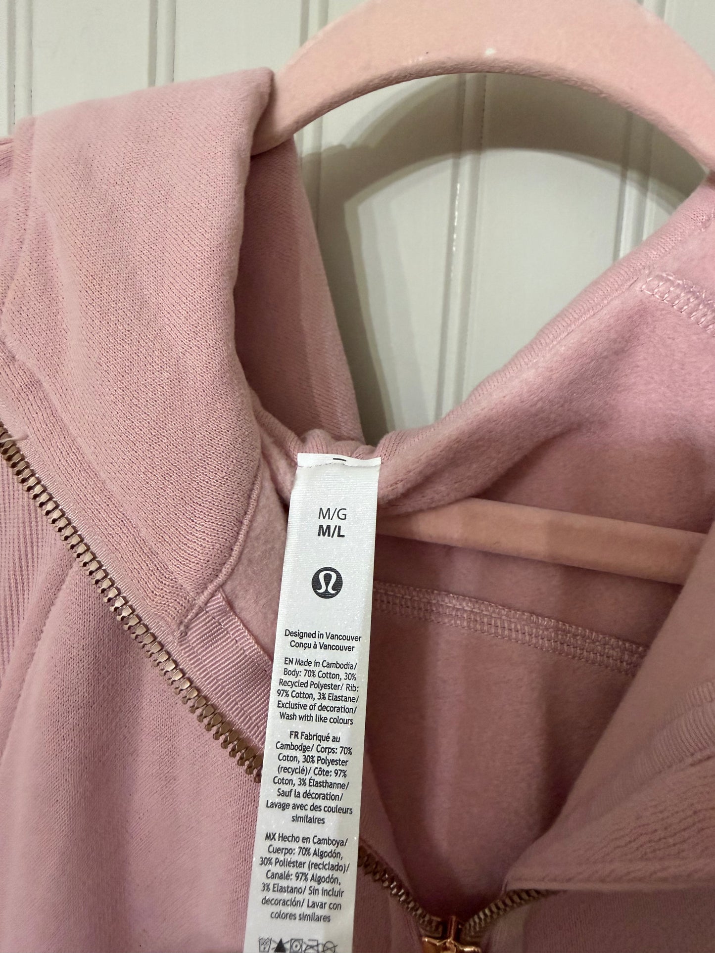 Lululemon Scuba Hooded Jacket Women’s Size M/L Pink