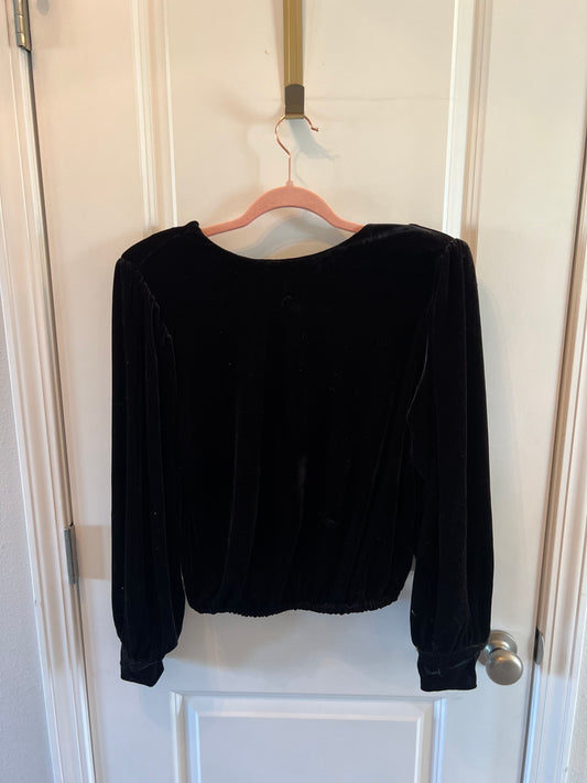 Boheme Velvet Long Sleeve Top Women’s Size Small 4-6 Black