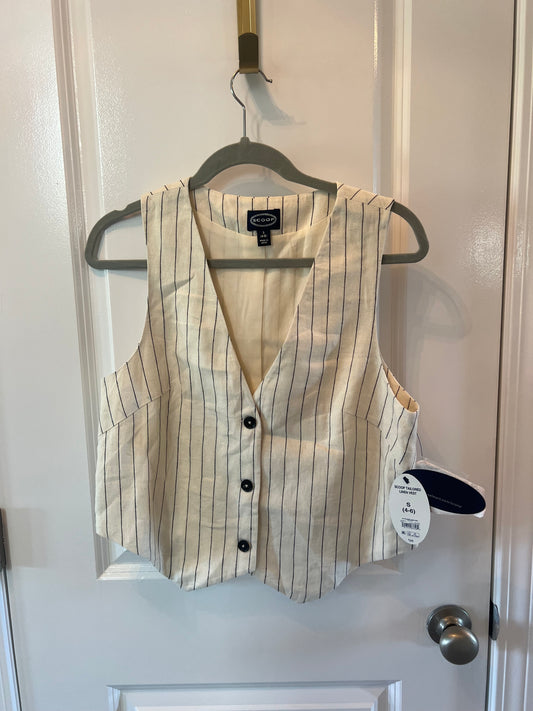 Pinstripe Scoop Tailored Linen Vest Women’s Size Small Cream