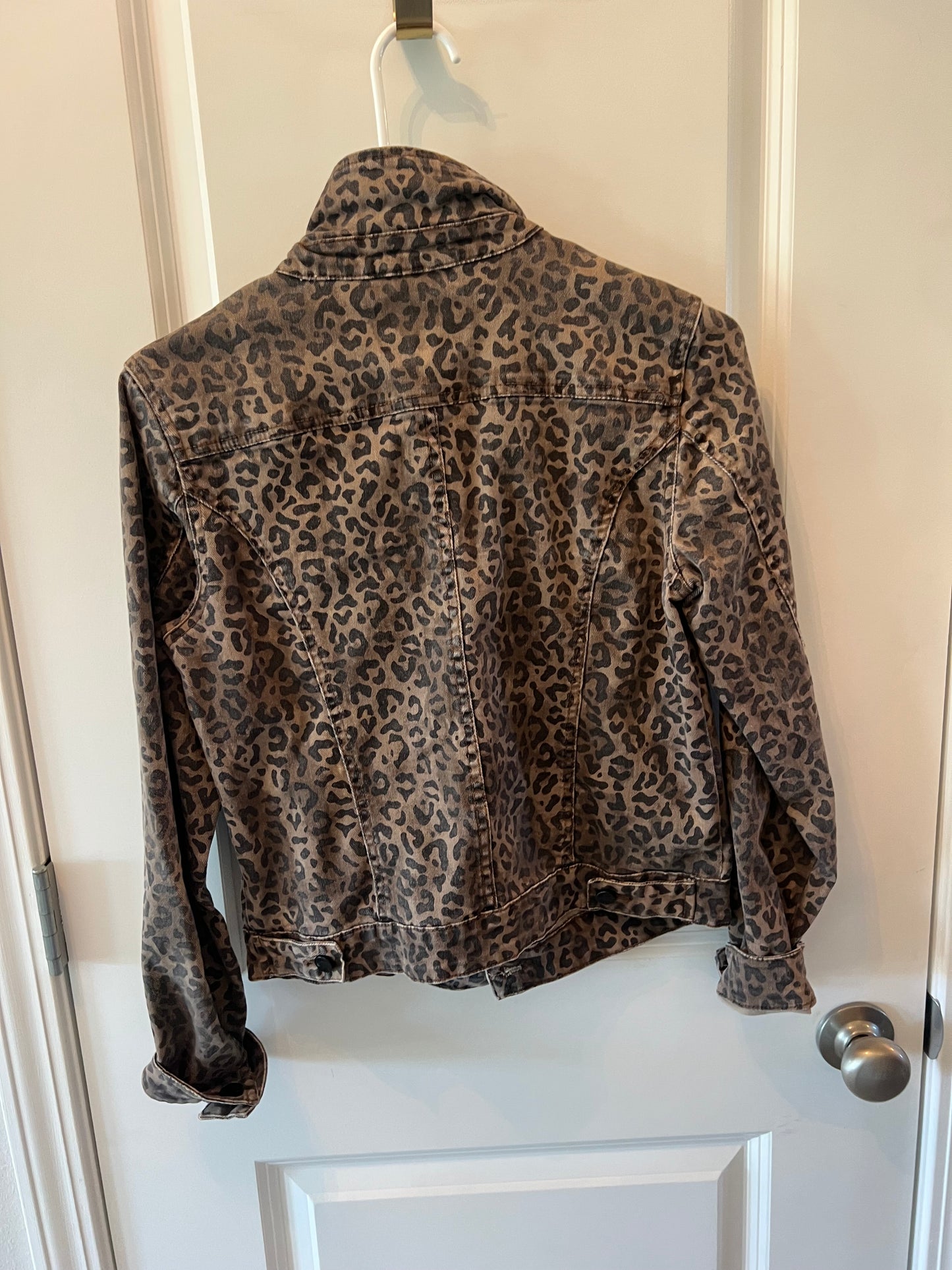 William Rast Leopard Jean Jacket Women’s Size Small Brown