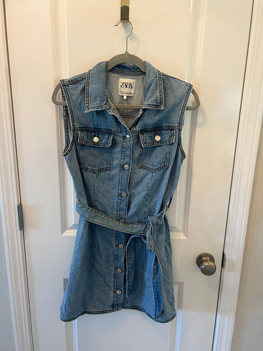 Zara Denim Button Front Dress Women’s Size Medium