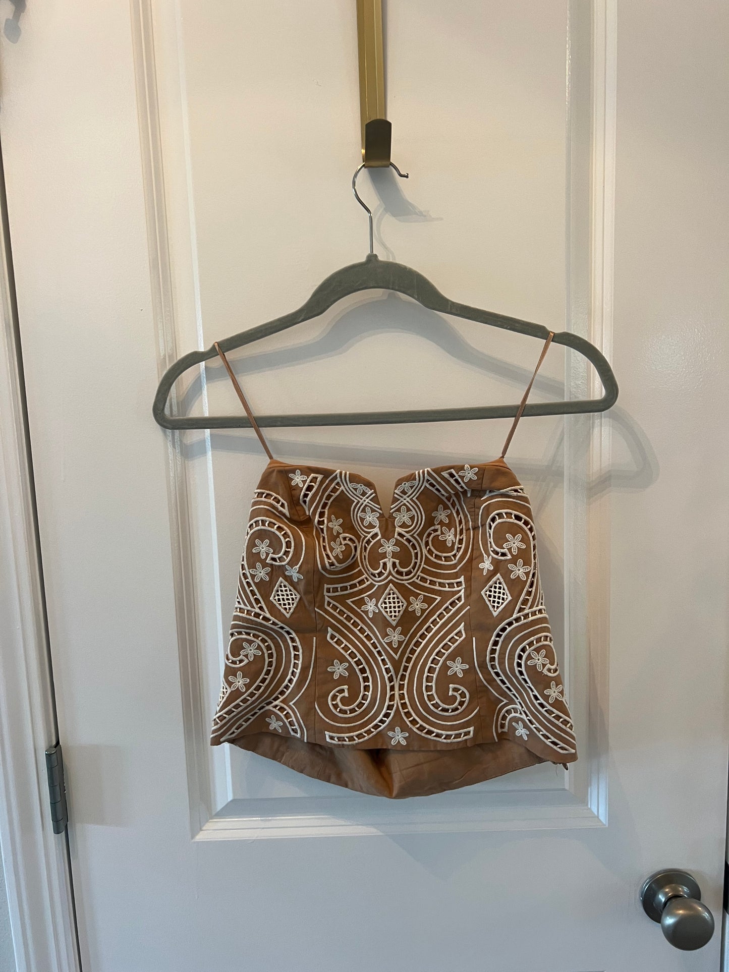 Express Western Embroidered Tube Top Women’s Size Small Tan