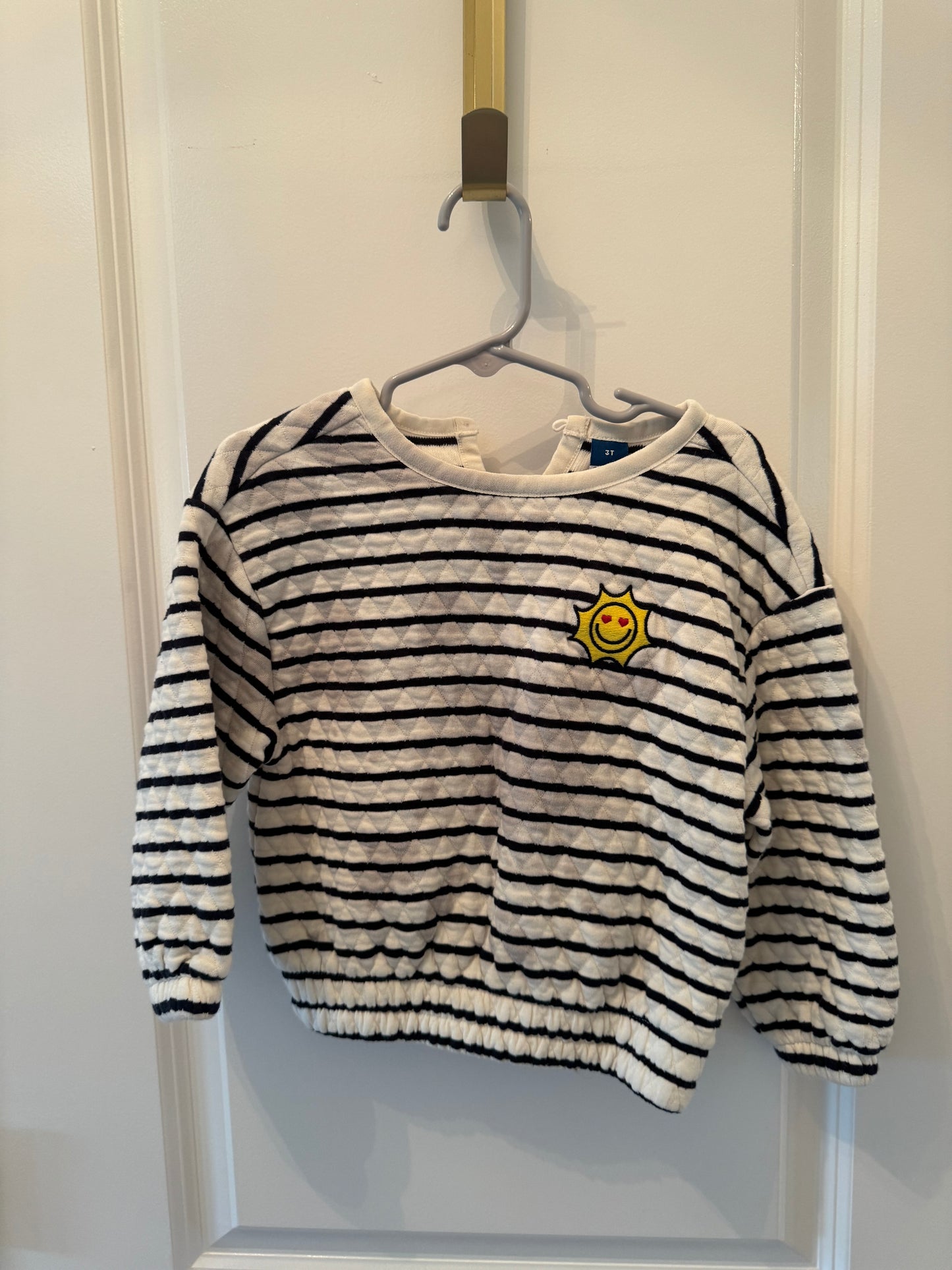 Old Navy Stripe Quilted Sweatshirt Sunshine Toddler Size 3T White Black