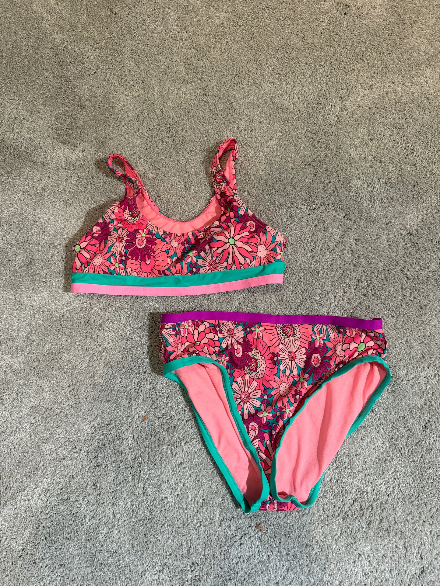 Floral Swimsuit Girl’s Size 14 Pink