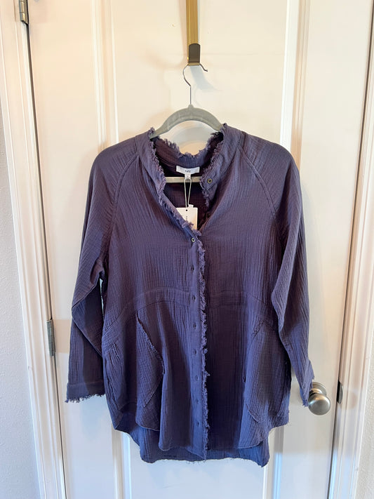 Fate Button Front Top 3/4 Sleeve Women’s Size Small Purple