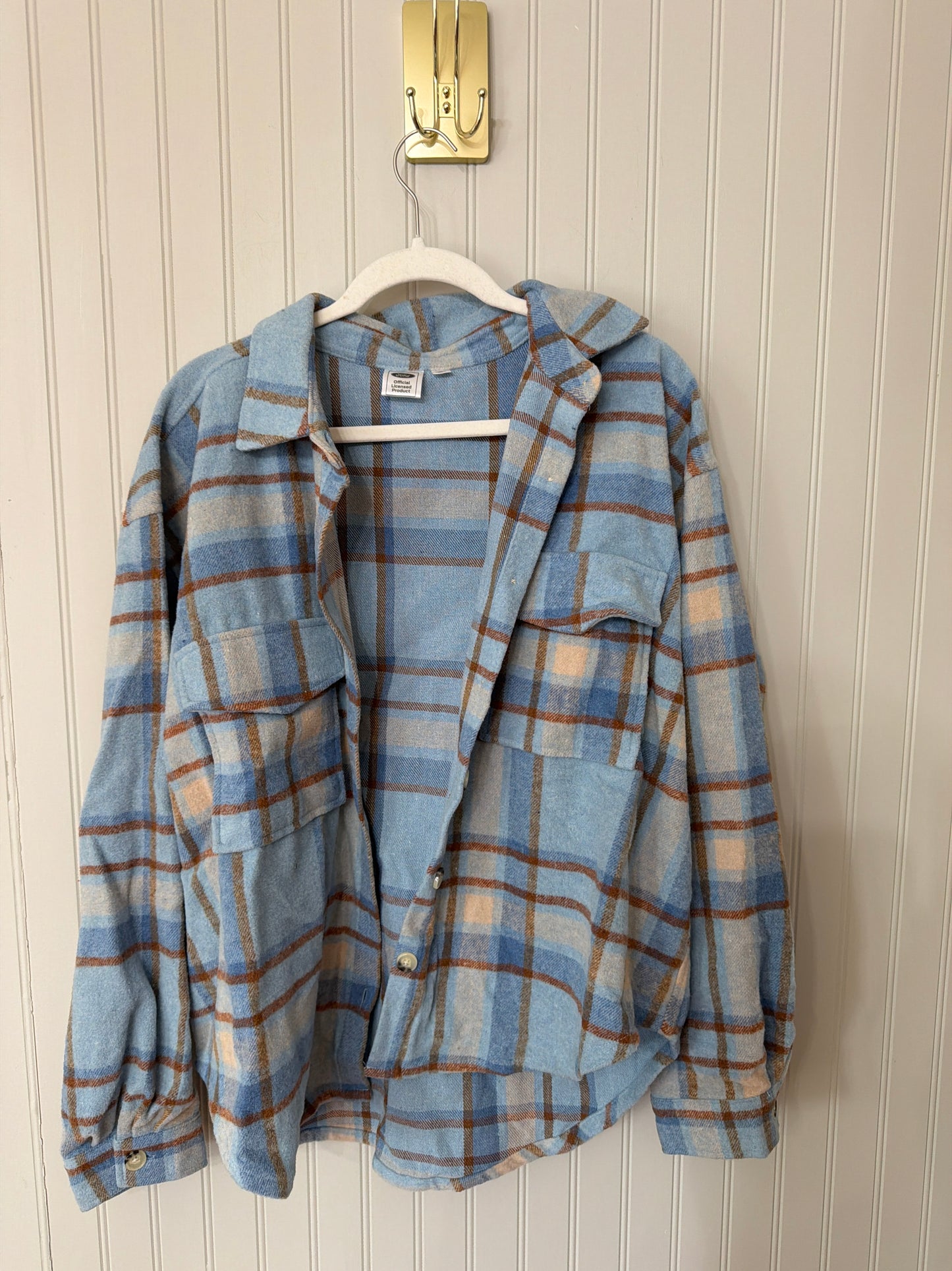 Ford Bronco Plaid Flannel Shirt Women’s XL Blue