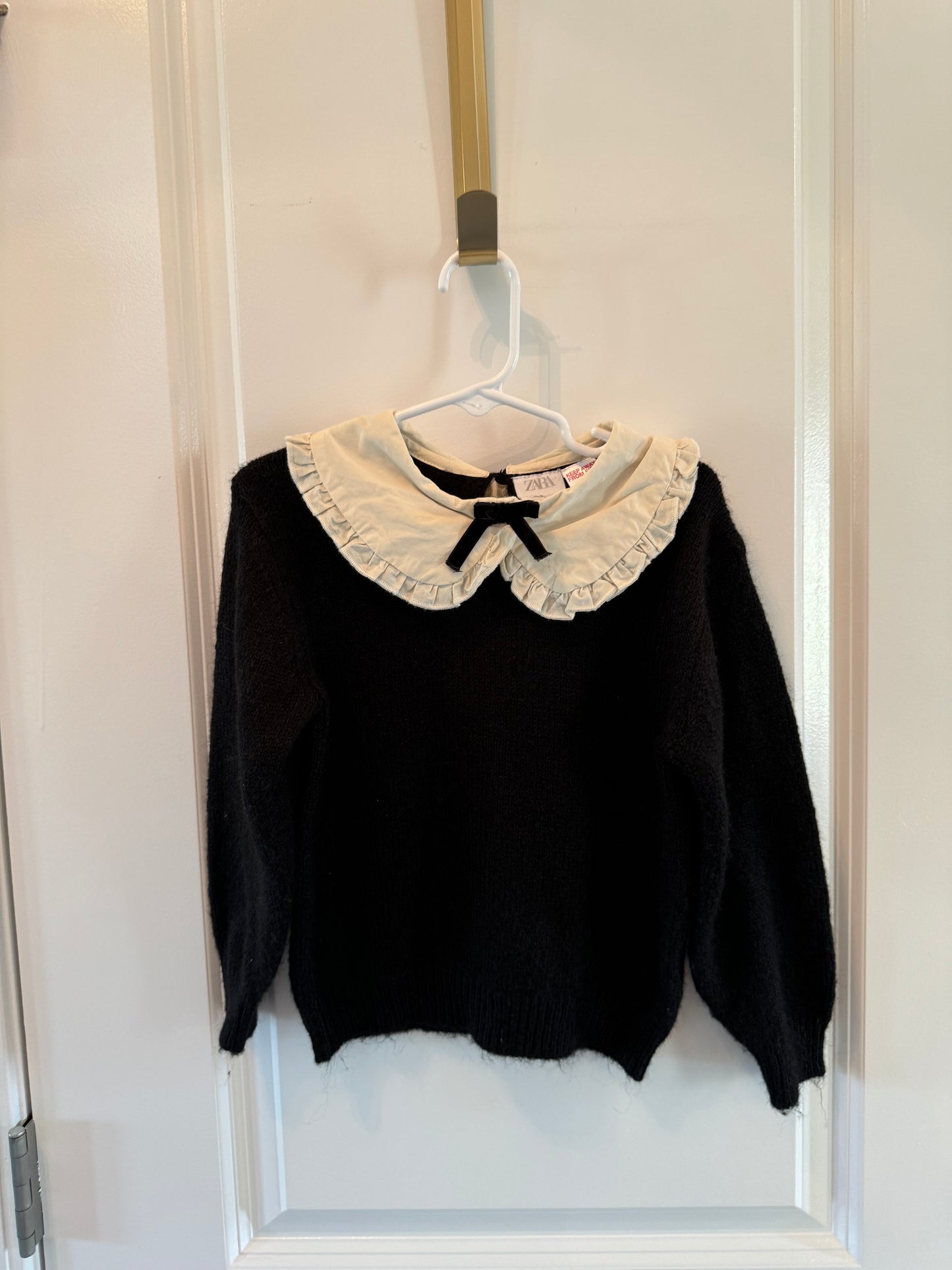 Zara Peter Pan Collar Sweater Girl’s Size 4-5 Years Black