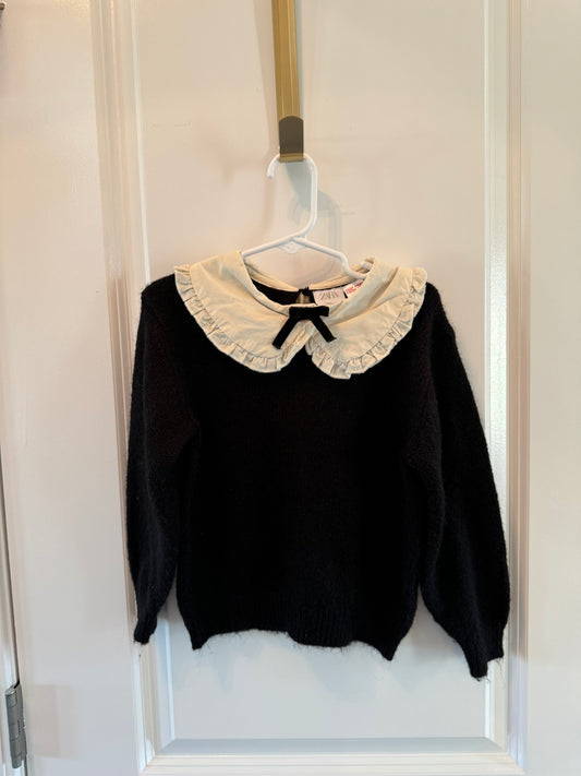 Zara Peter Pan Collar Sweater Girl’s Size 4-5 Years Black