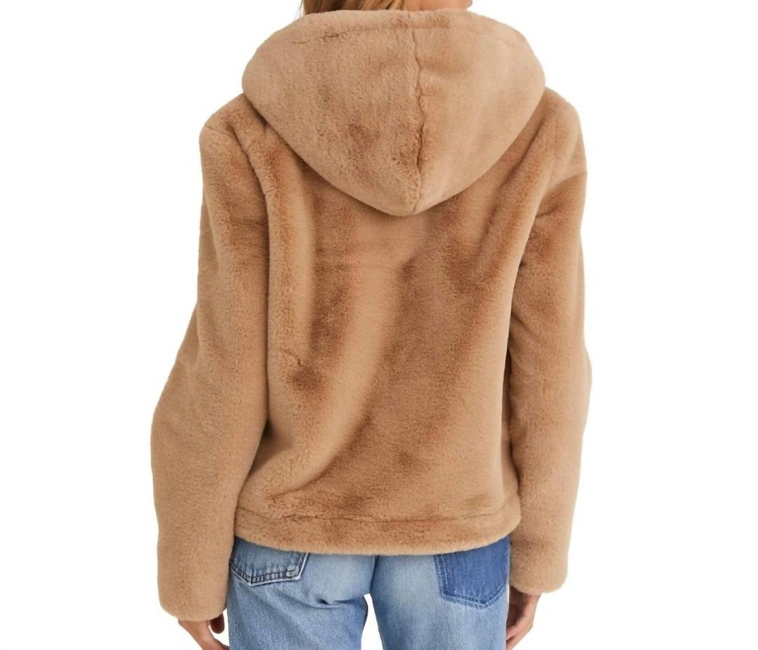 Bella Dahl Faux Fur Hooded Jacket Women’s Small Honey