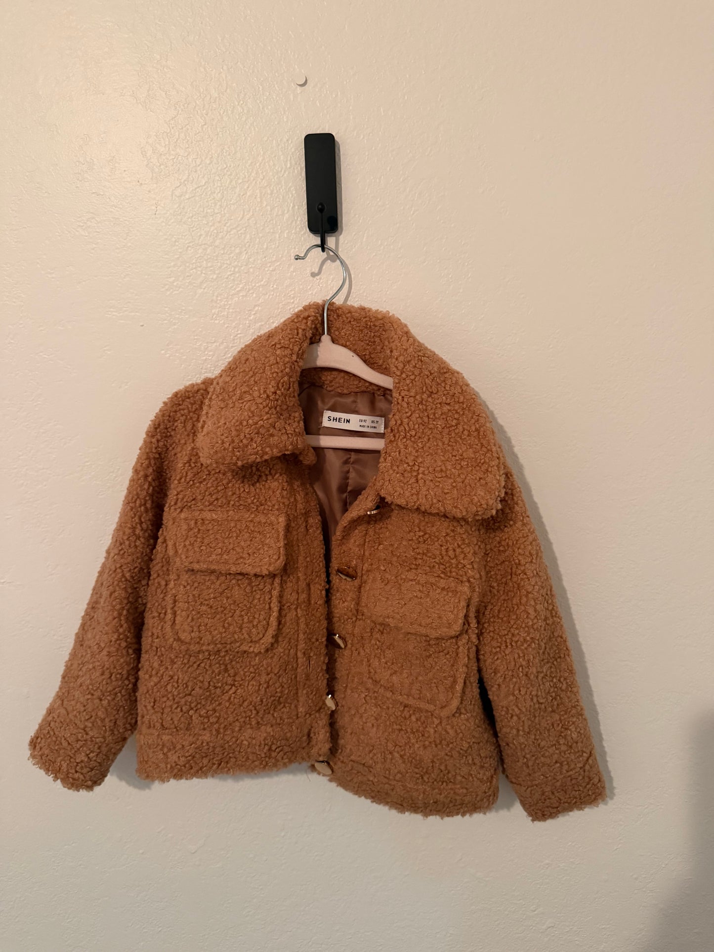 Girls Tan Teddy Coat Size 2y