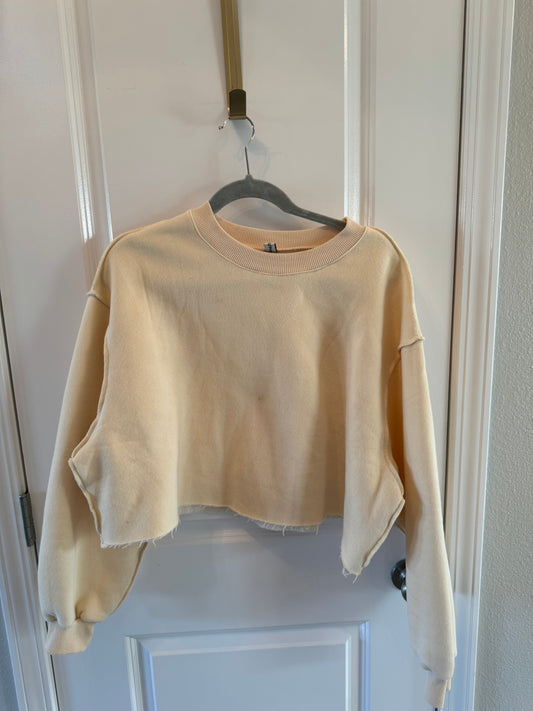 Cropped Ribbed Crewneck Women’s Size XL Cream