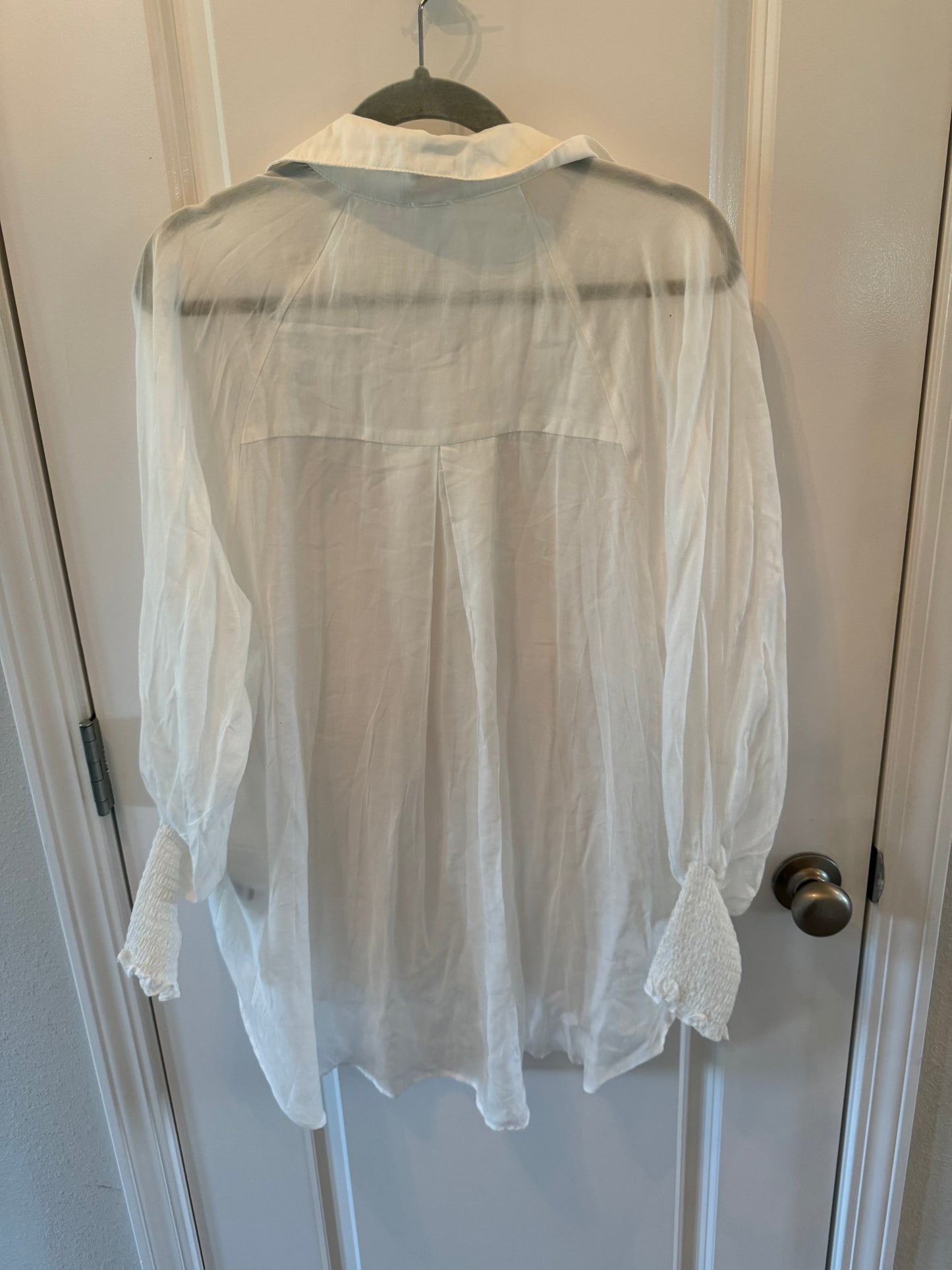 Sheer Button Front Swim Cover Up Top Women’s Small NWT