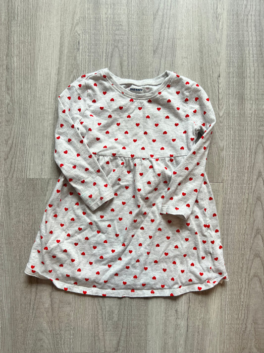 Old Navy Heart Print Dress Toddler Girl’s Size 3T Heather Gray