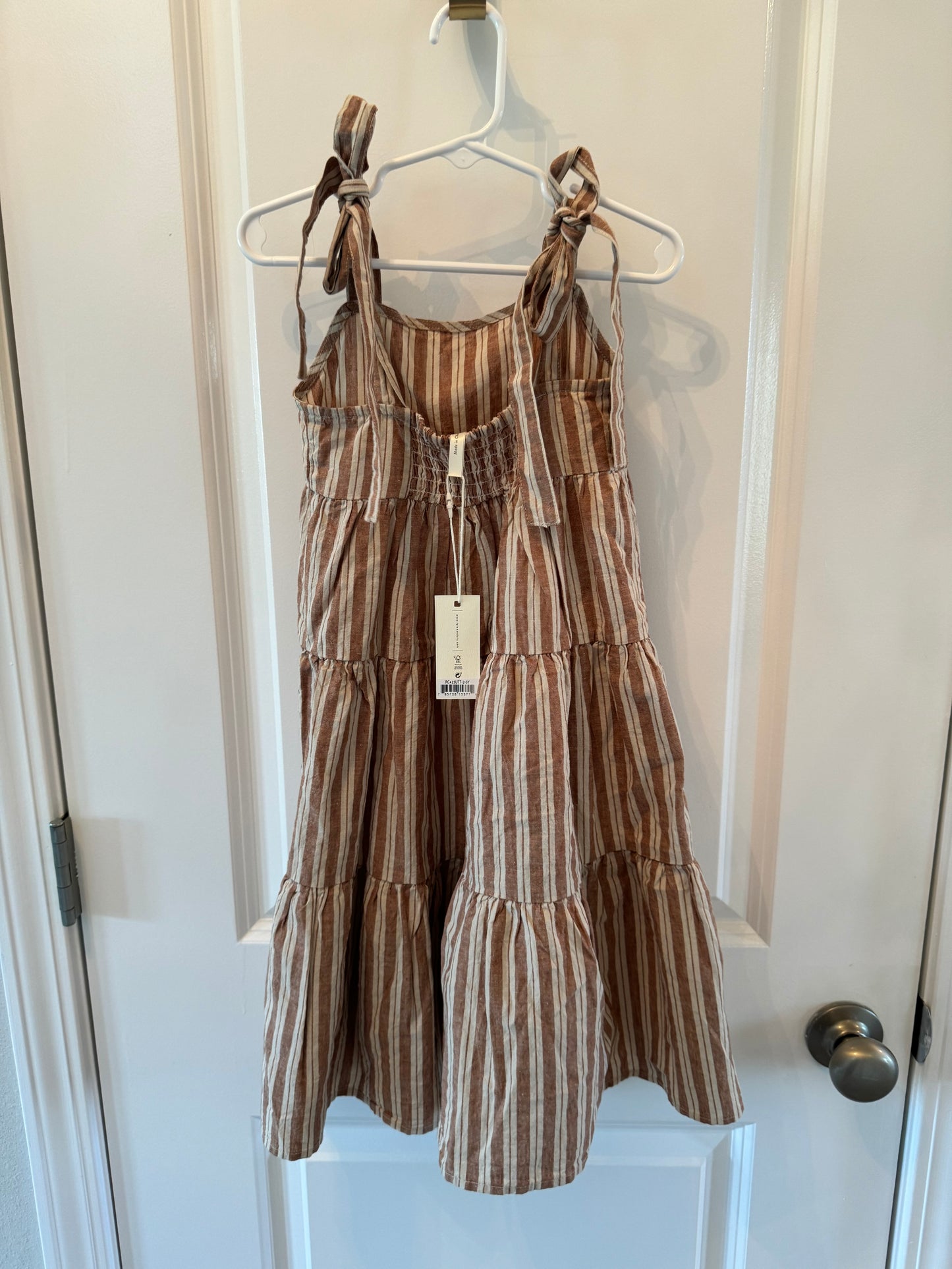 Rylee + Cru Vertical Stripe Tiered Dress Size Toddler Girl 2-3 Years Brown (Runs Big)