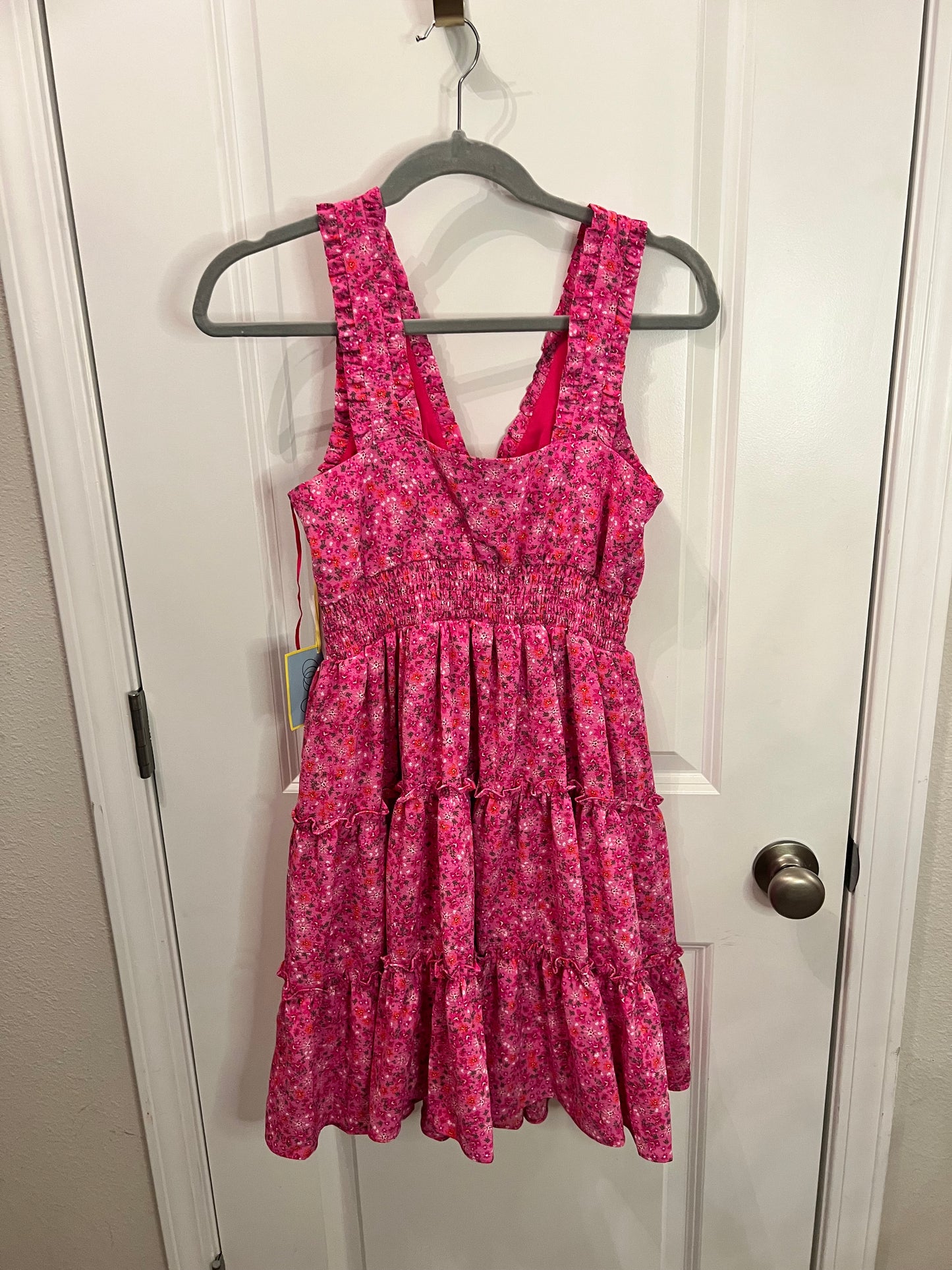 CeCe Floral Smocked Waist Minidress Women’s Small Pink Punch NWT