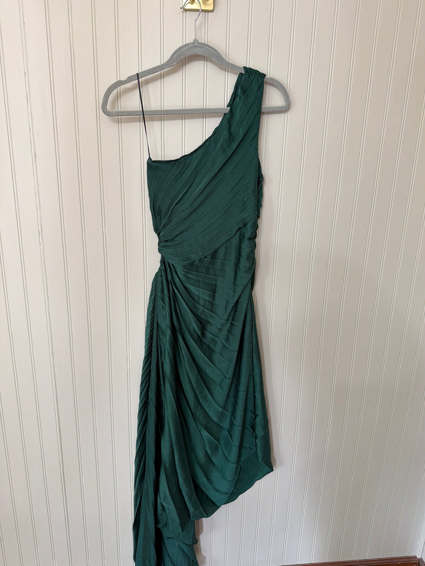 Aakaa Pleated Asymmetrical Dress Women’s Small Green NWT