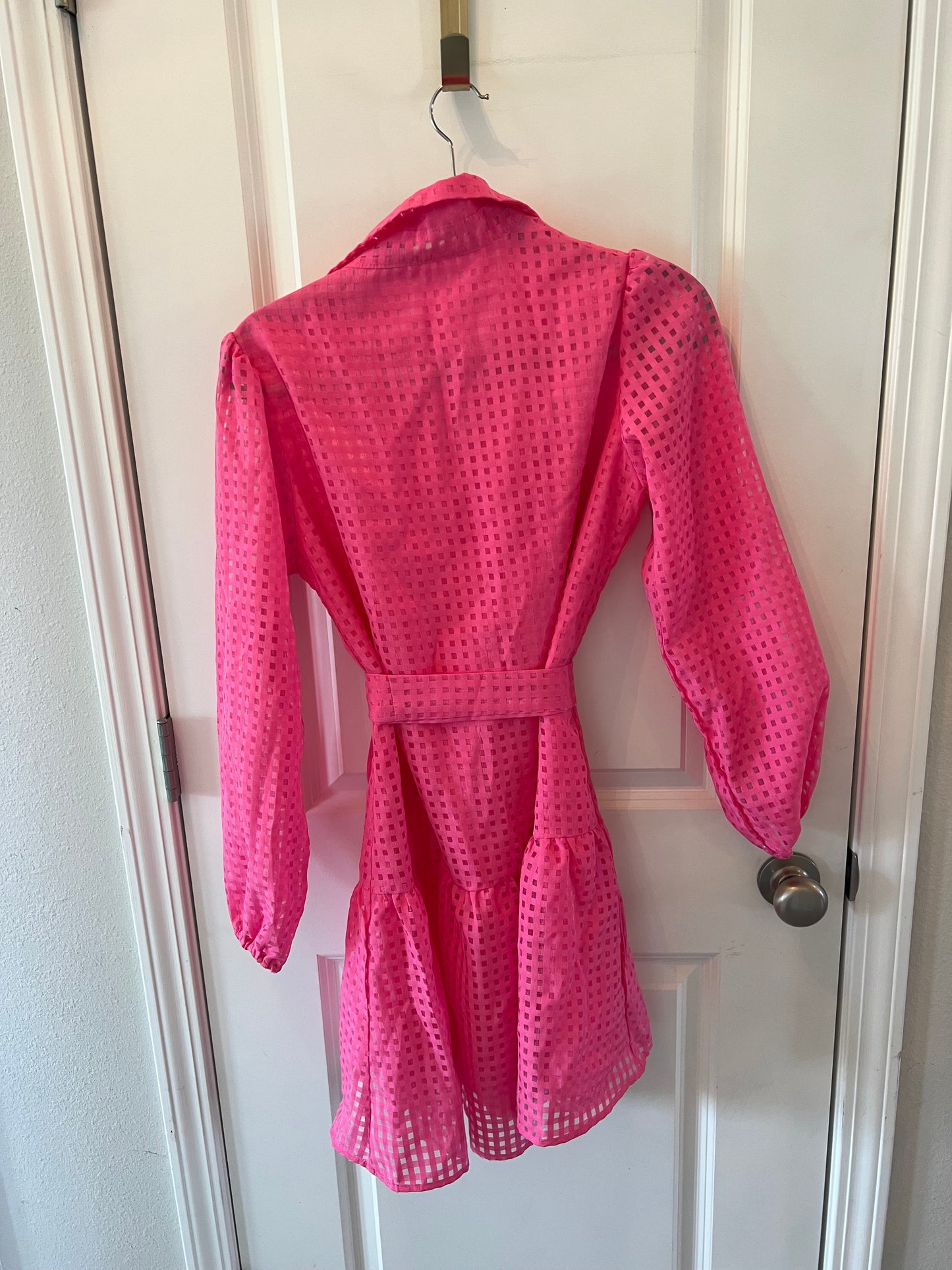 Button Front Shirt Dress 3/4 Sleeve Women’s Size Small 4-6 Pink