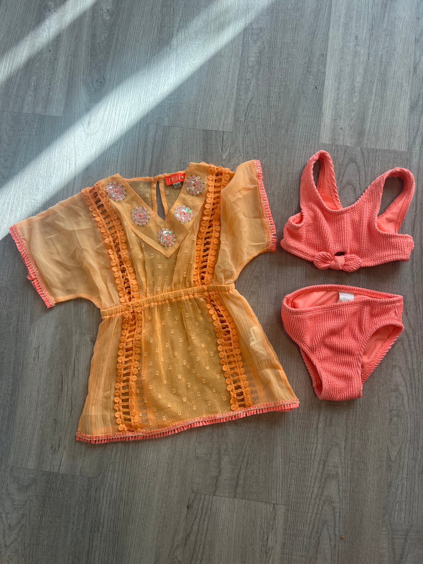 Bikini & Swim Cover-Up Matching Set Baby Girl Size 18M Coral