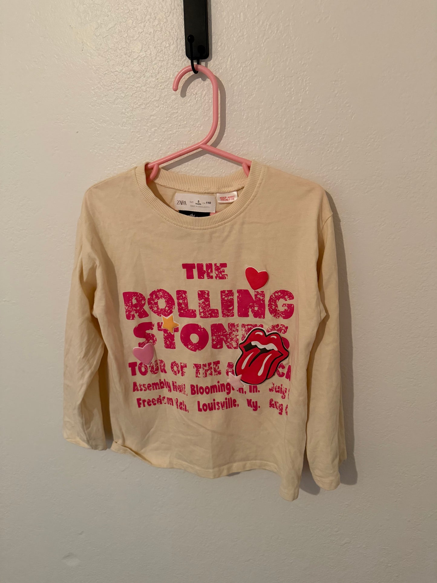 Zara Rolling Stones Top Size 5