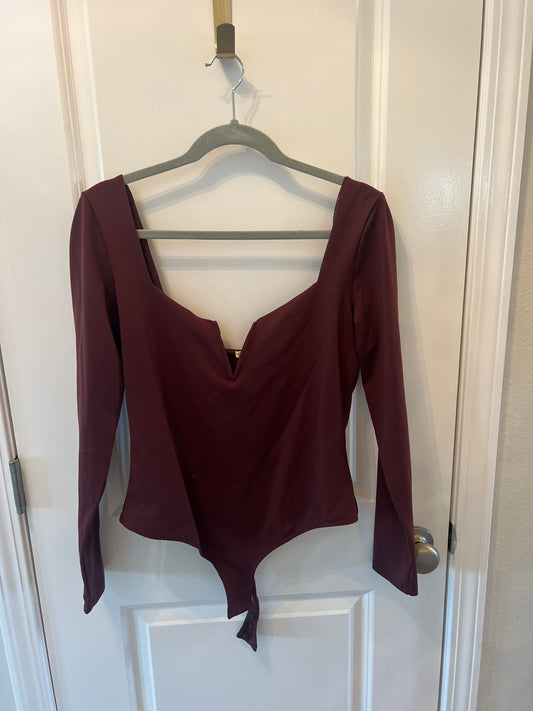 Free People Stars Aligned Bodysuit Women’s Size Large Bitter Chocolate