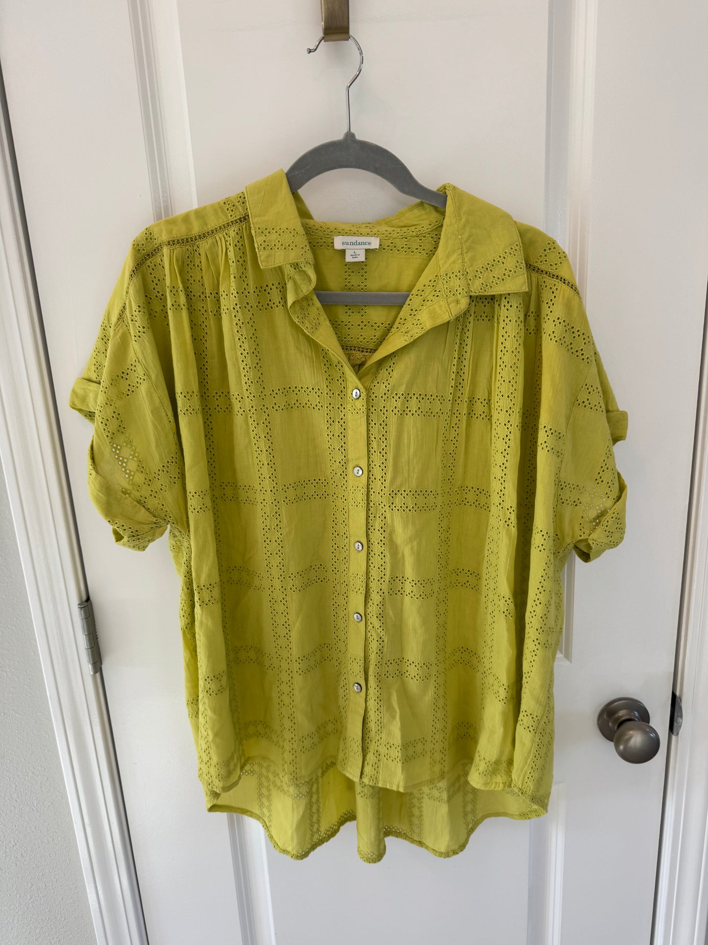Sundance Button Front Top Women’s Large Lime