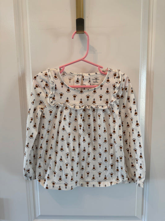 Carters Floral Top Toddler Size 4T White