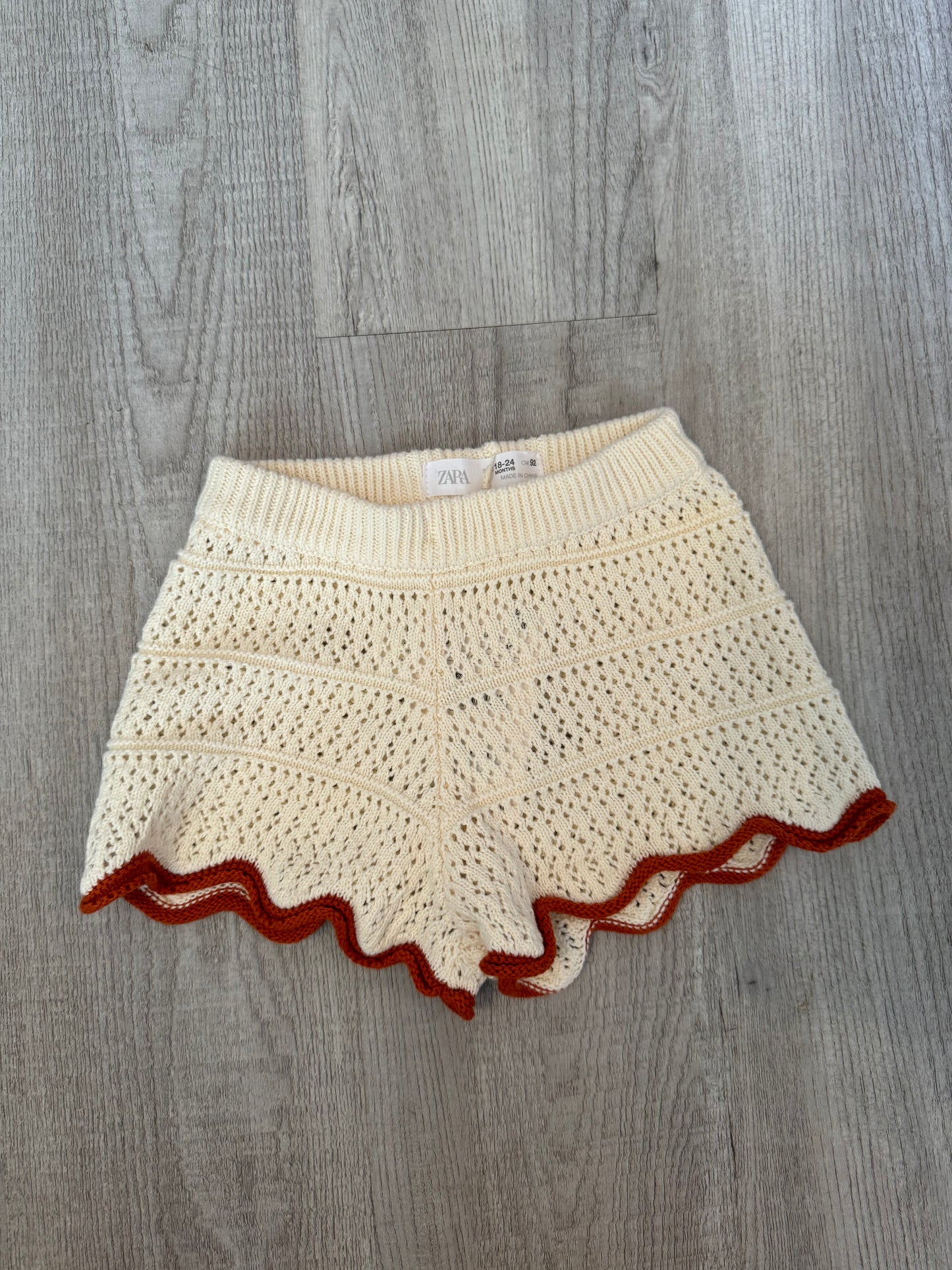 Zara Crochet Shorts w Scallop Hem Baby Girl Size 18/24M NWT