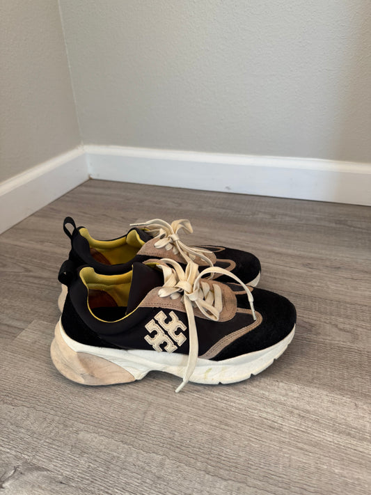 Tory Burch Good Luck Trainer Sneakers Size 7.5 Black Cream