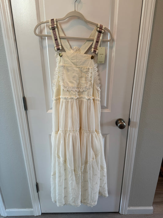 Ebossy Lace Tulle Bib Dress Women’s Small NWT