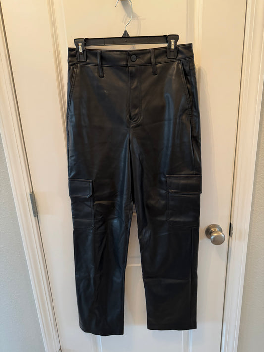 Express Modern Straight Super High Rise Faux Leather Pants Women’s 4 Regular Black