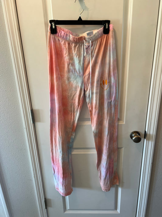 Tie Dye Smiley Face Lounge Pants Women’s Size Small 4-6 Orange
