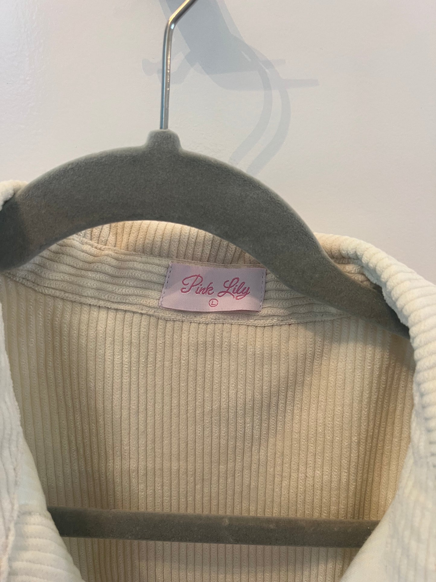 Pink Lily Corduroy Shacket Women’s Size Large Cream