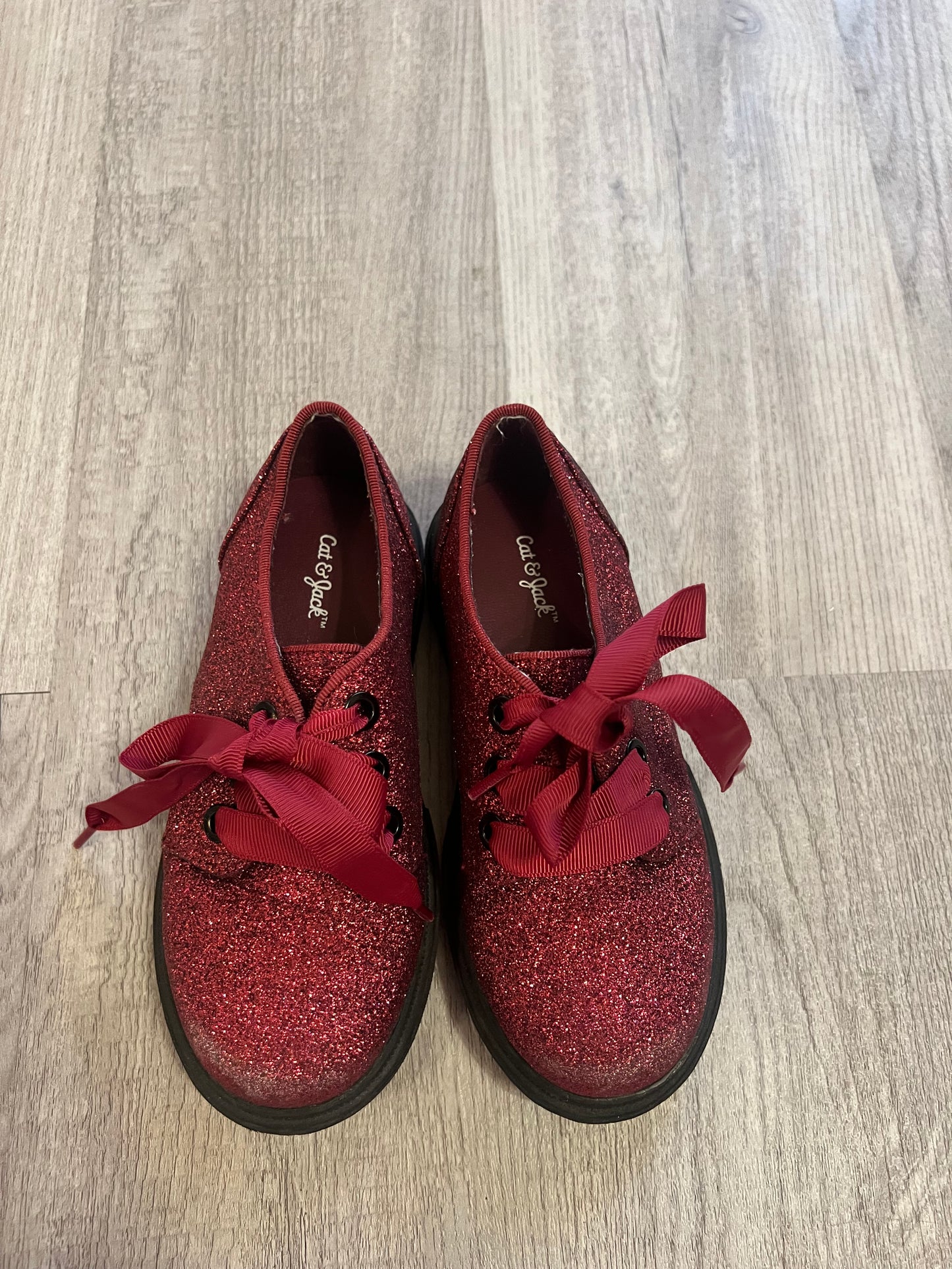 Cat & Jack Shoes Toddler Girl Size 10 Red Glitter