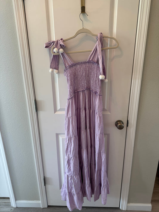 Checker Print Maxi Dress Women’s Size Small Lilac