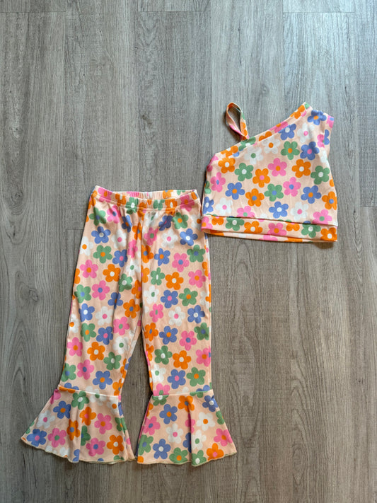 Daisy Print Matching Set Toddler Girl Size 2/3 Years Rainbow Multi