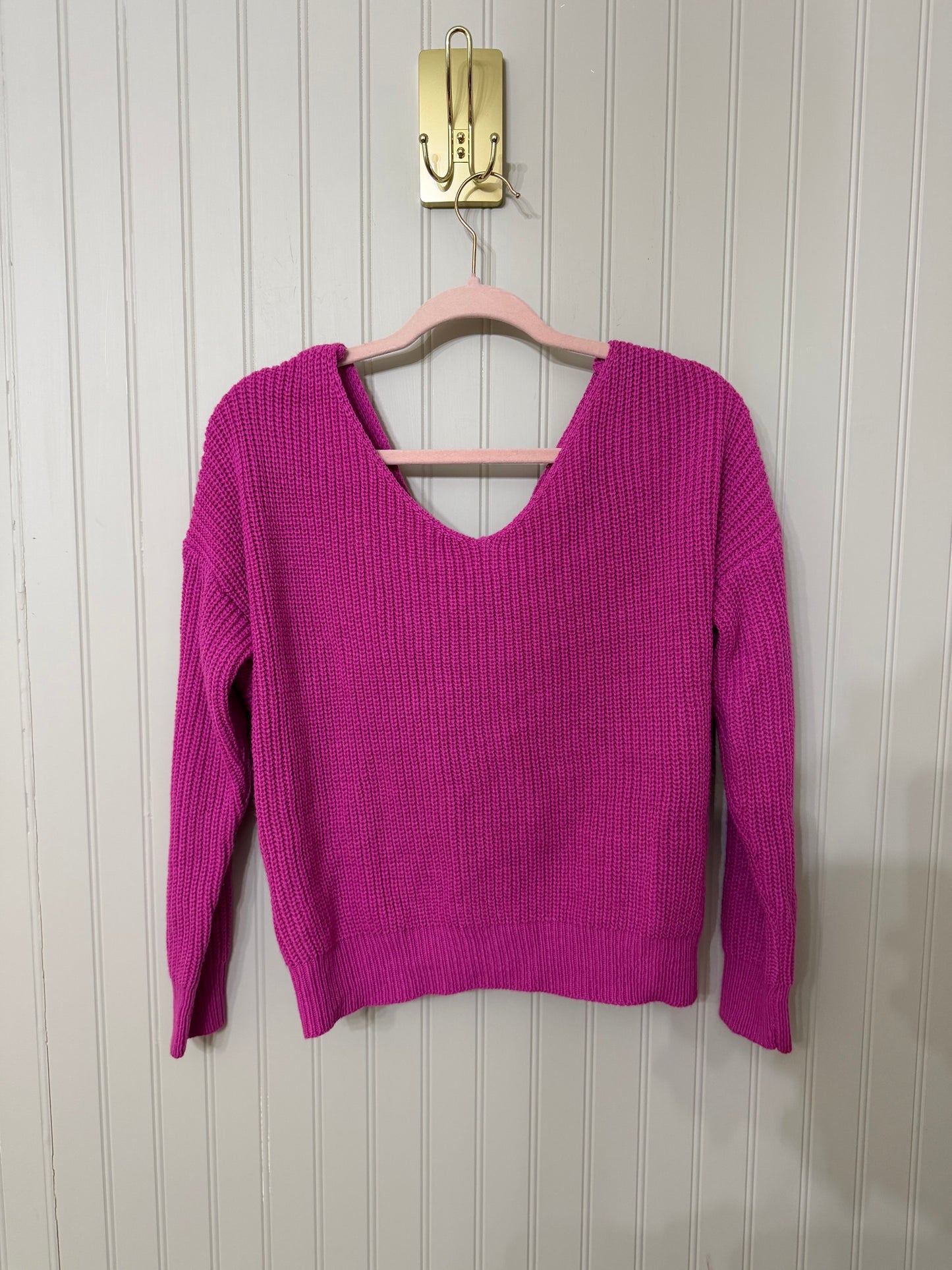 Twist Back Knit Sweater Women’s Small Magenta