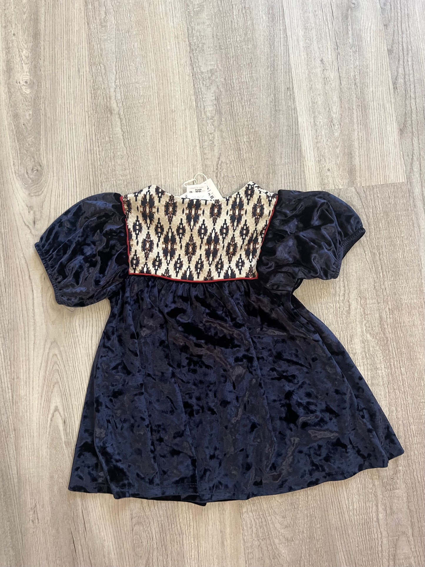 Zara Velvet Dress Toddler Gurl Size 2-3 Years Navy