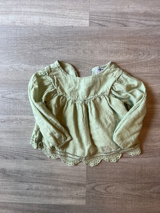 Old Navy Long Sleeve Ruffle Top Toddler Girl Size 2T Pastel Green