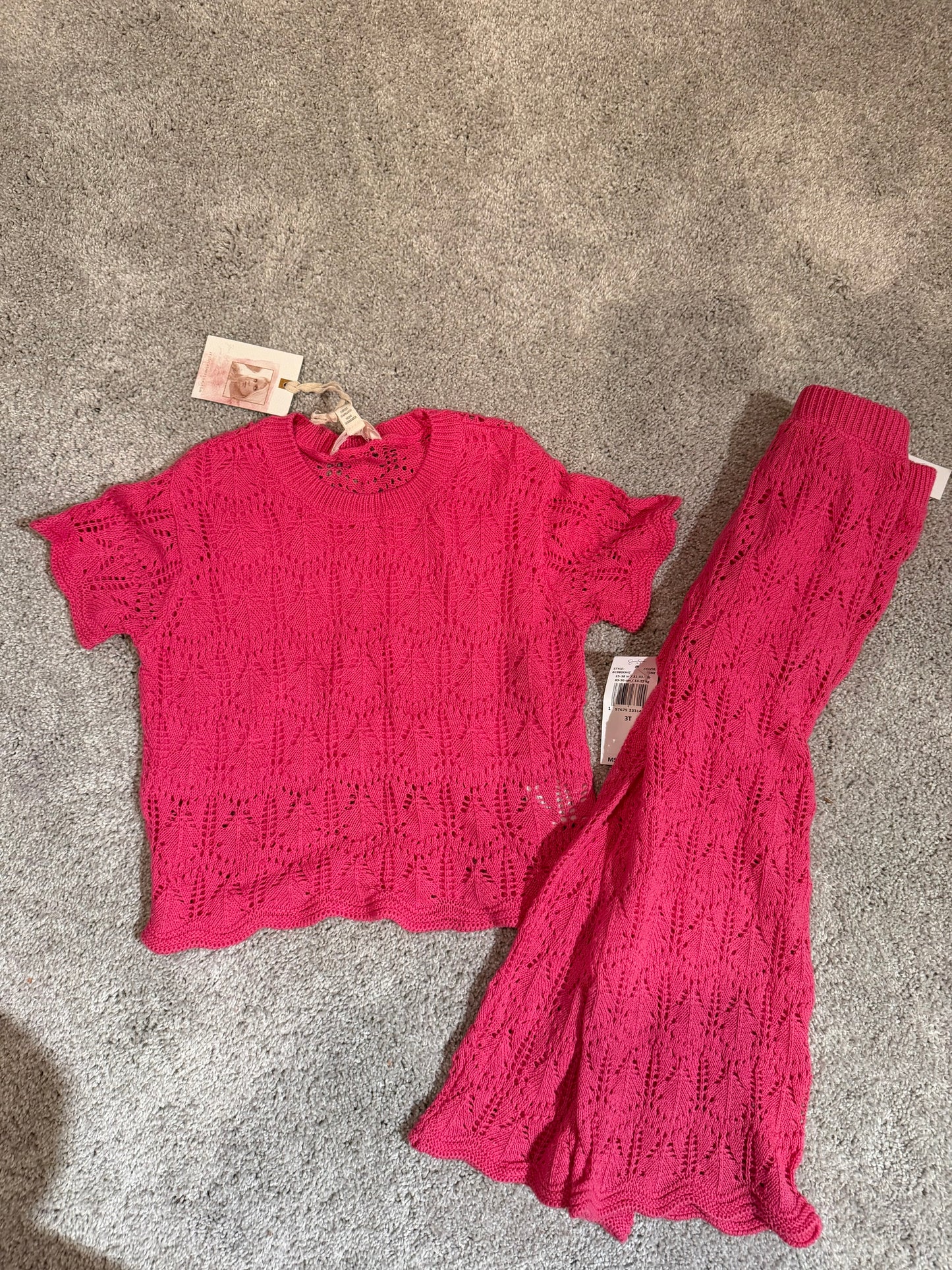 Jessica Simpson Knit Matching Set Toddler Size 3T Pink NWT