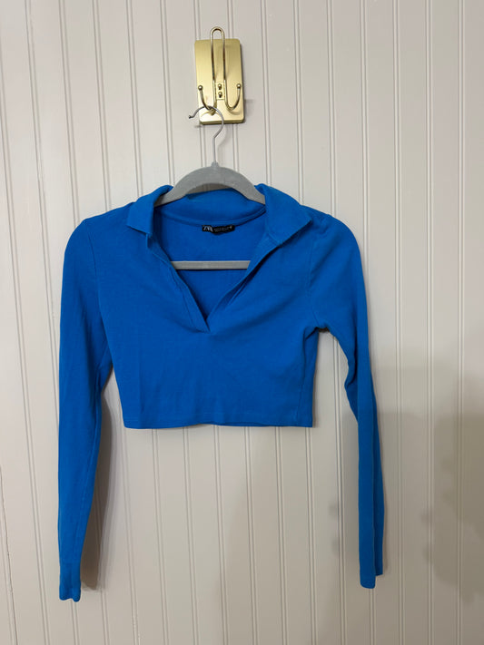 Zara Cropped Polo Women’s Medium Blue